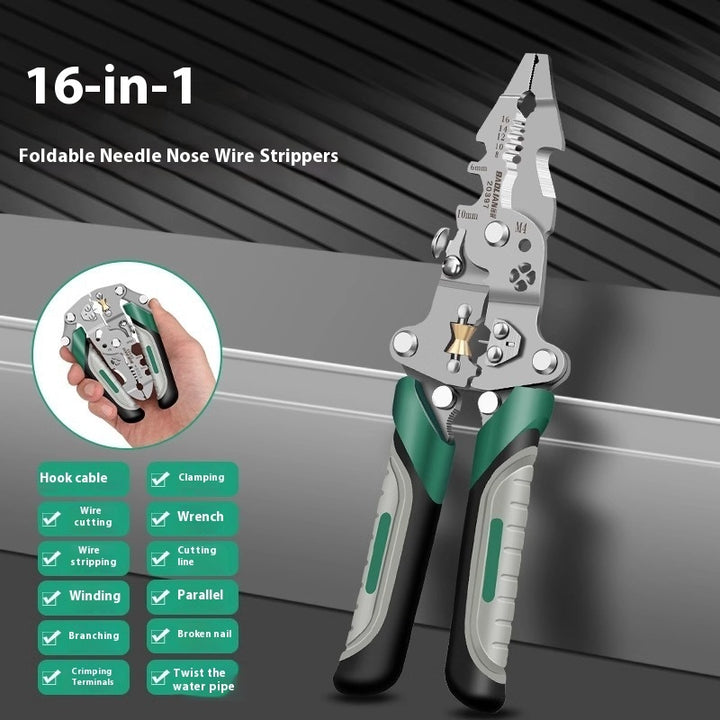 Foldable wire stripper curved mouth variant