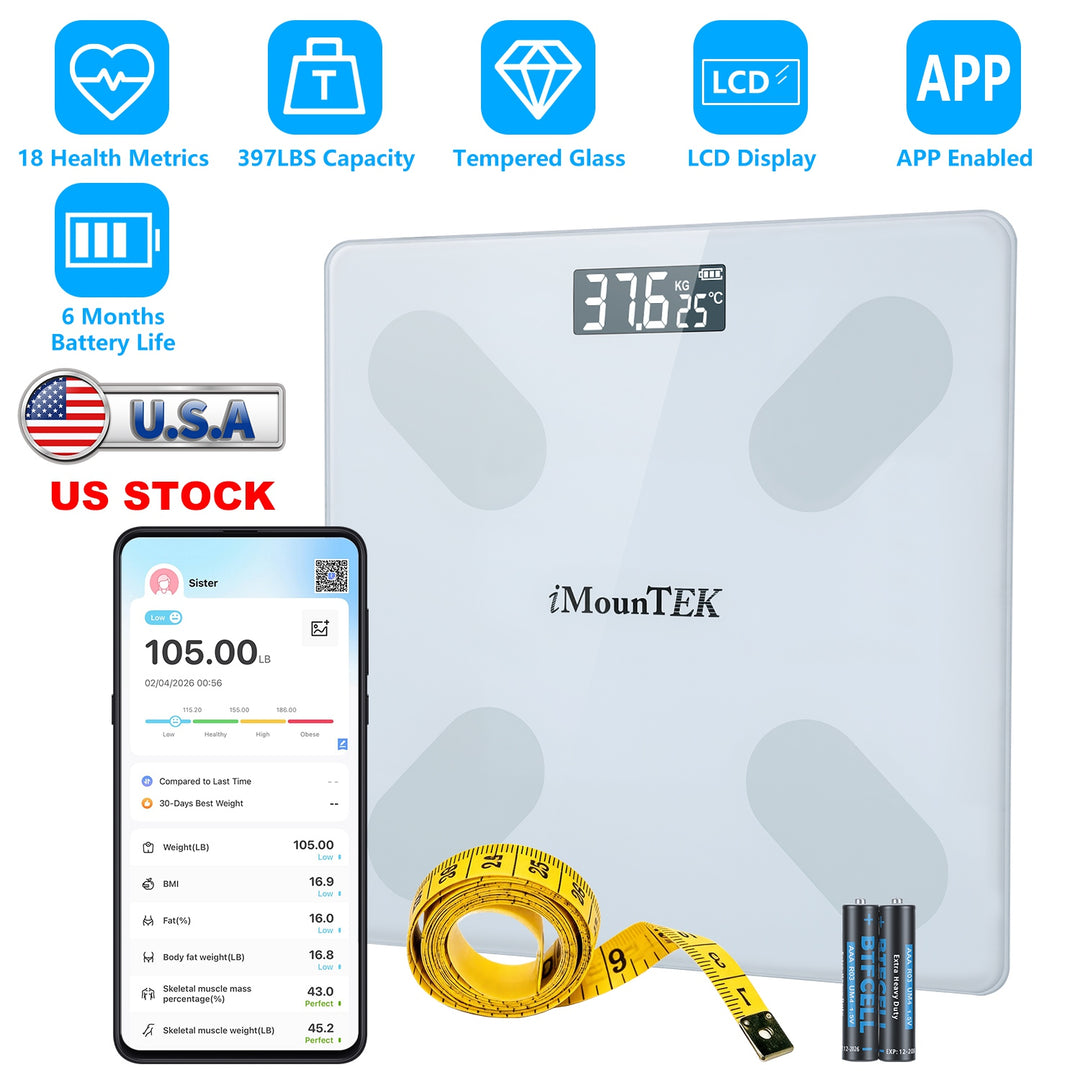 BMI scale tempered glass surface close up