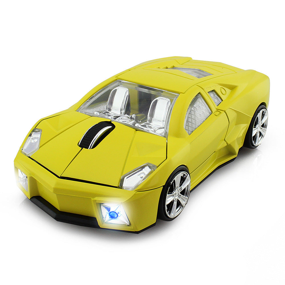 Lamborghini shaped computer mouse - LED headlight detail close-up