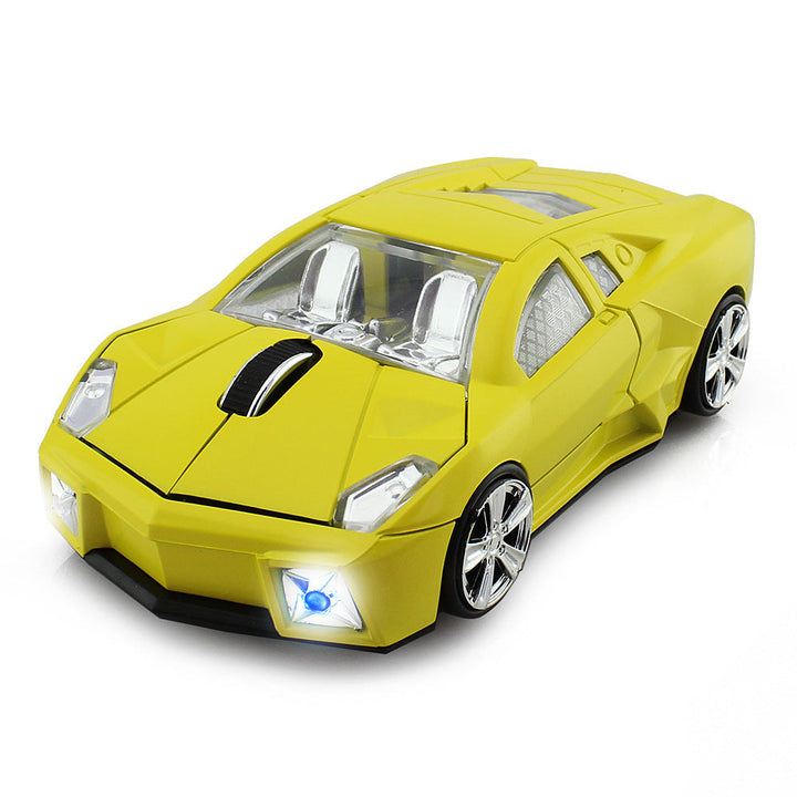 Lamborghini shaped computer mouse - LED headlight detail close-up