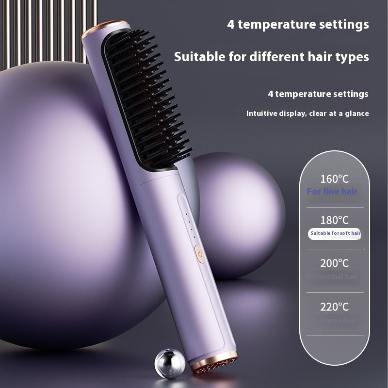 Wireless anion hair straightening comb front