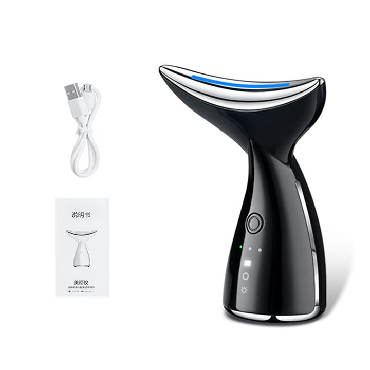 Microcurrent beauty device in use on neck