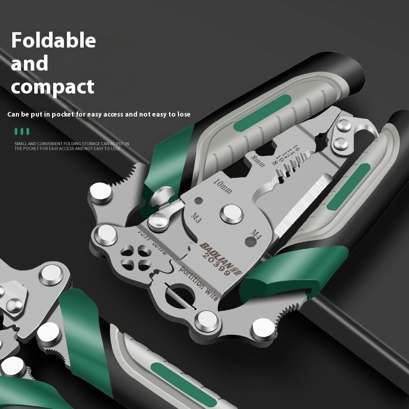 Wire stripper pulley mechanism close up