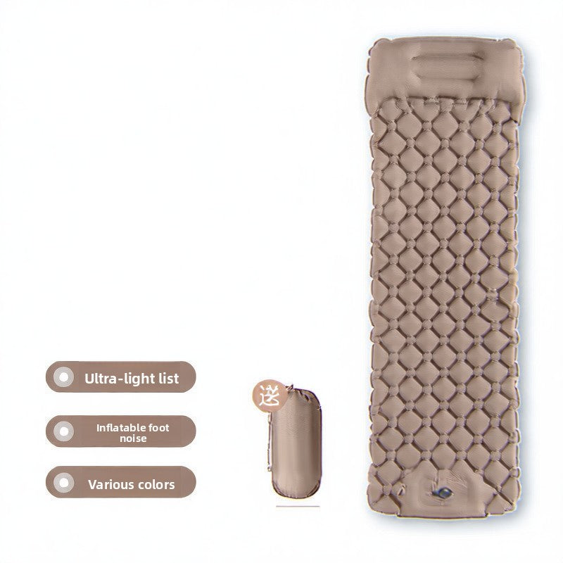 Camping mattress integrated pillow design
