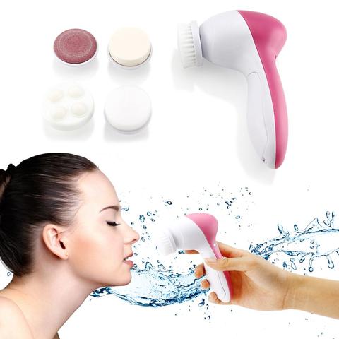 Electric facial cleansing brush 5-in-1 device