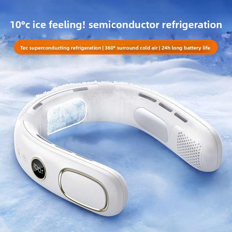USB Rechargeable Bladeless Neck Fan with Semiconductor Cooling