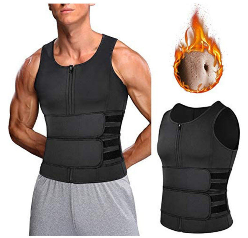 Men's sauna vest waist trainer double belt