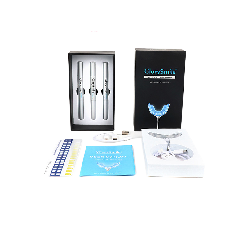 Portable teeth whitening kit with LED light and gel