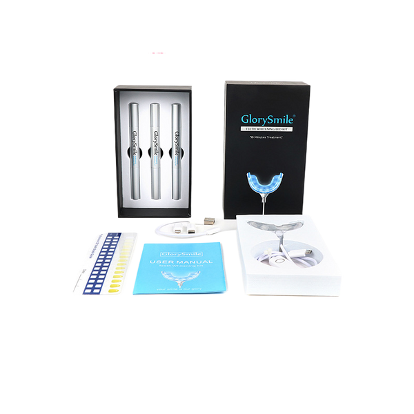 Portable teeth whitening kit with LED light and gel