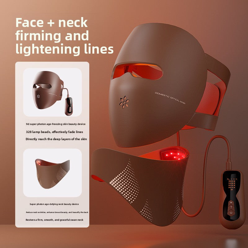 LED face mask with neck attachment full coverage