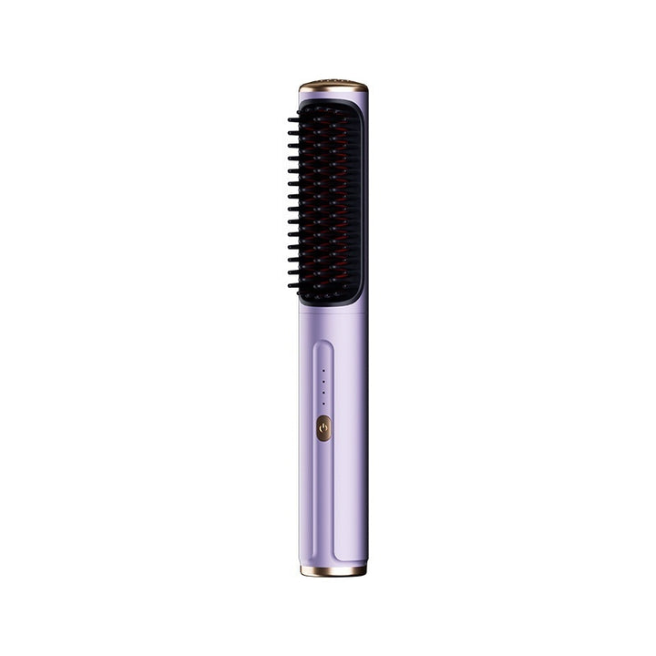 Wireless hair comb curling function in use