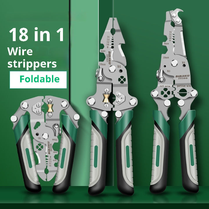 Foldable wire stripper pulley design front view